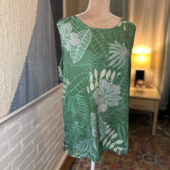 Hawaii Makai Beach Vintage Hawaii Lightweight Green Leaf Tank Top - Picture 5 of 8